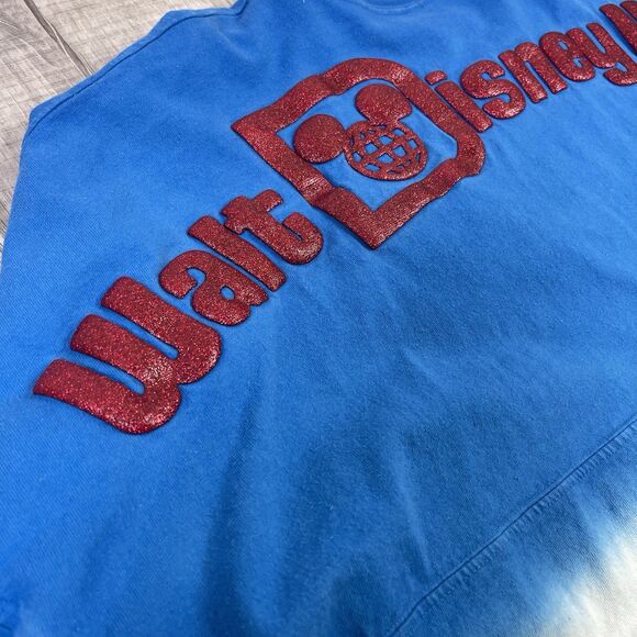 Disneyland Snow White Spirit Jersey Blue Yellow Large Puff Glitter Shirt USA O - Picture 10 of 10